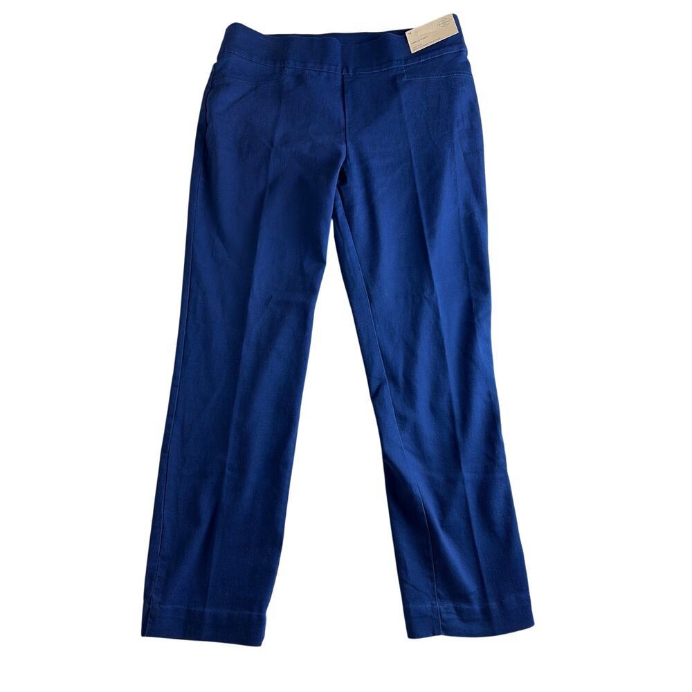 St. Johns Bay Womens Ankle Pant Navy Blue Size 12 Pull On Slimming NWT